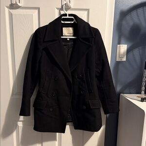 Women's Aritzia Wilfred Free Short Black Double-Breasted Coat